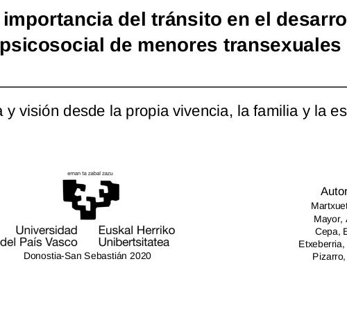 La importancia del tránsito en el desarrollo psicosocial de menores transexuales